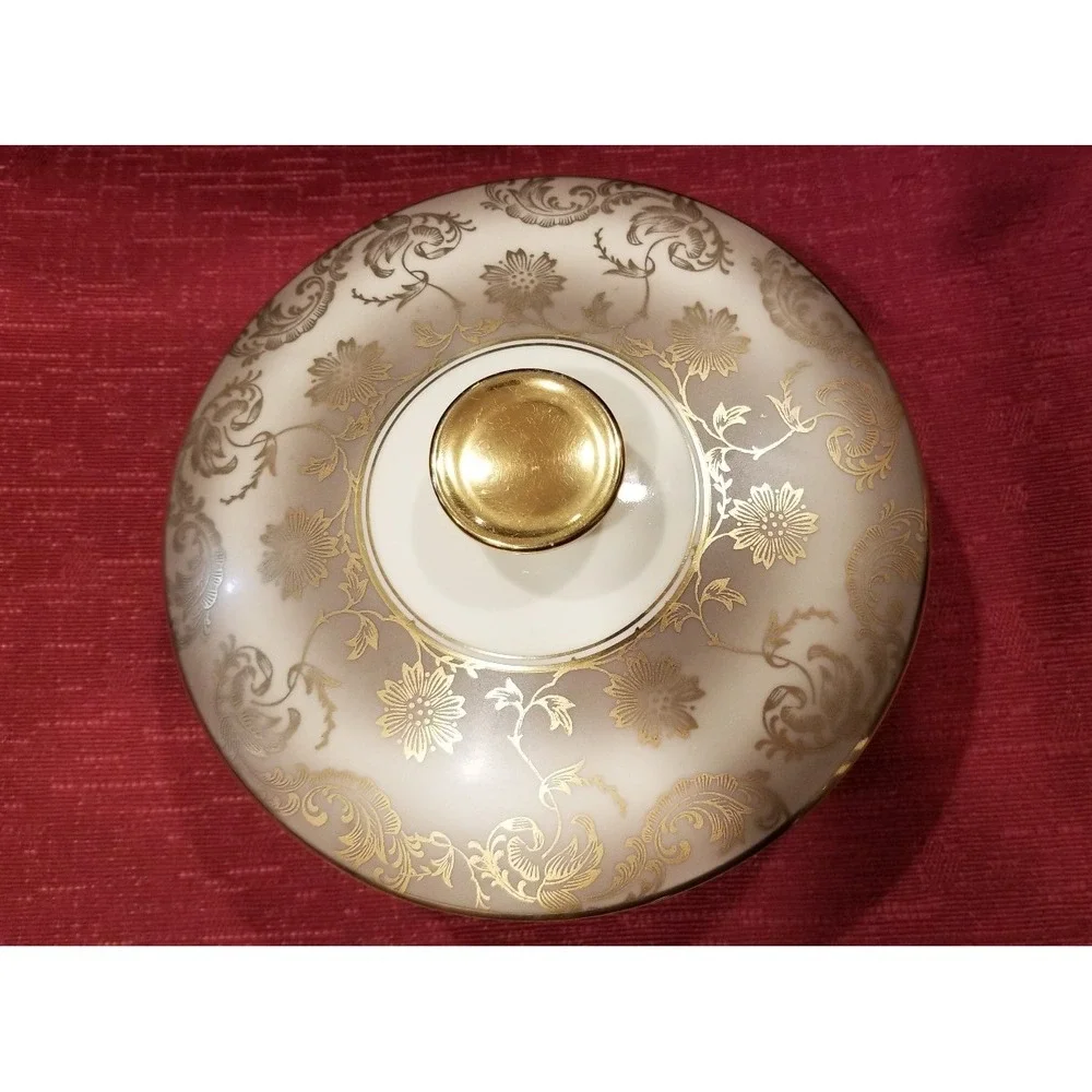 Rare Vintage Johann Feltmann Bavaria Covered Porcelain Bowl Candy Dish 6